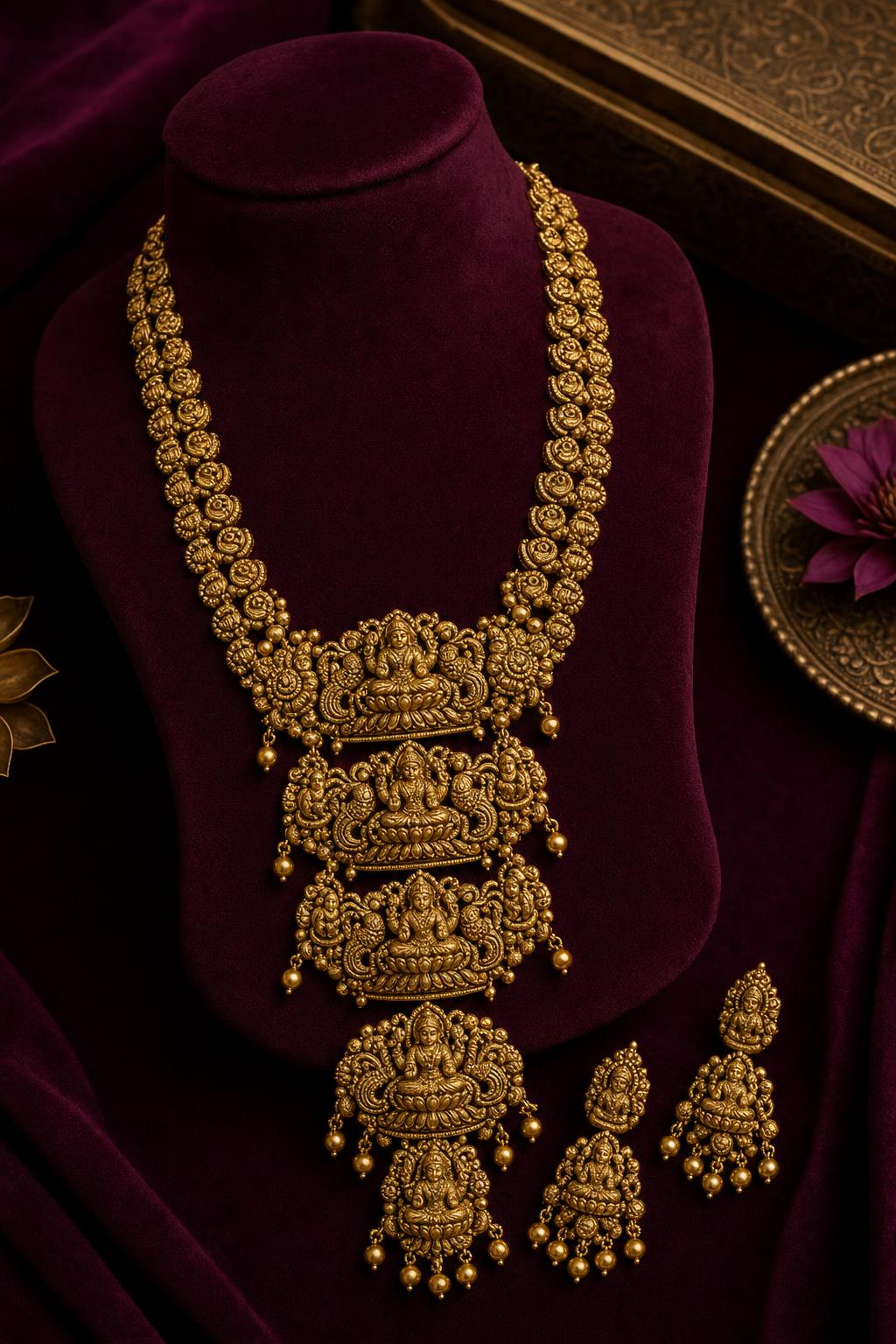 The Antique Gold Temple Necklace Set