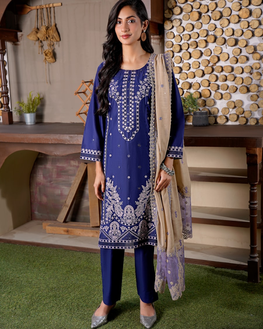 Teal Straight-Cut Kurta Set