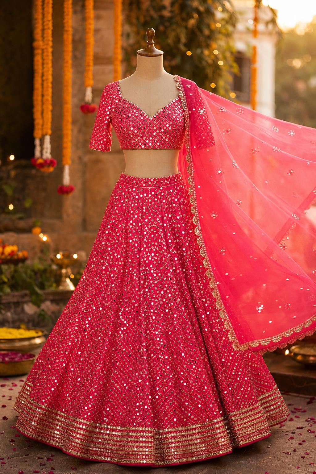 Rani Pink Sangeet Lehenga