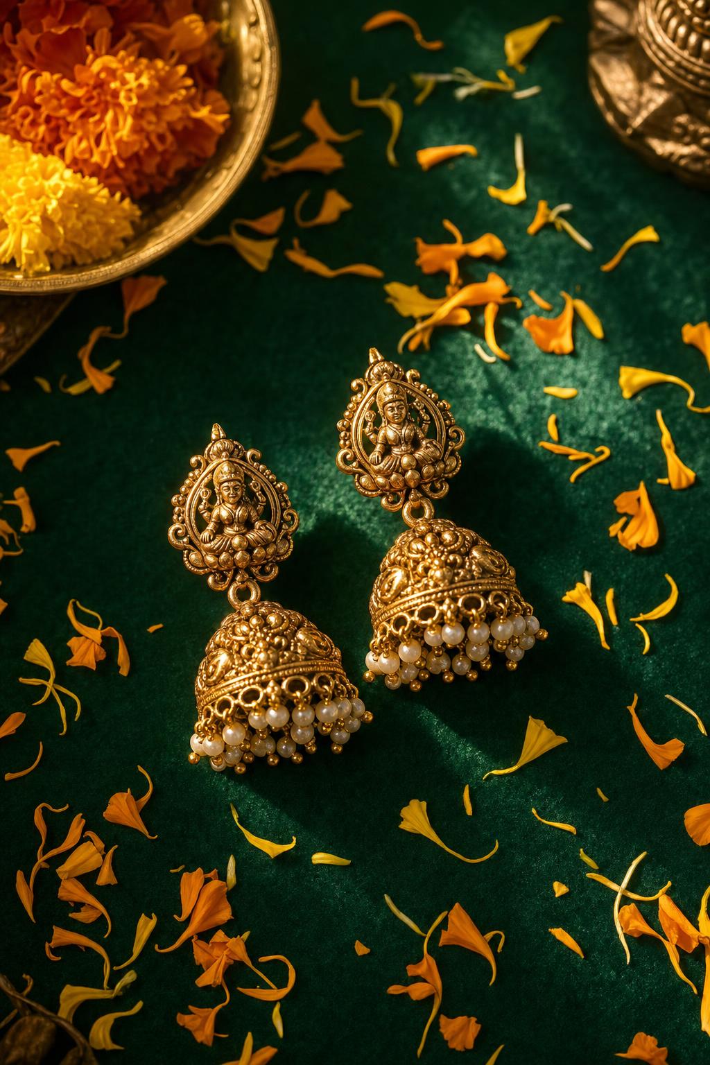 Temple Jhumka Earrings