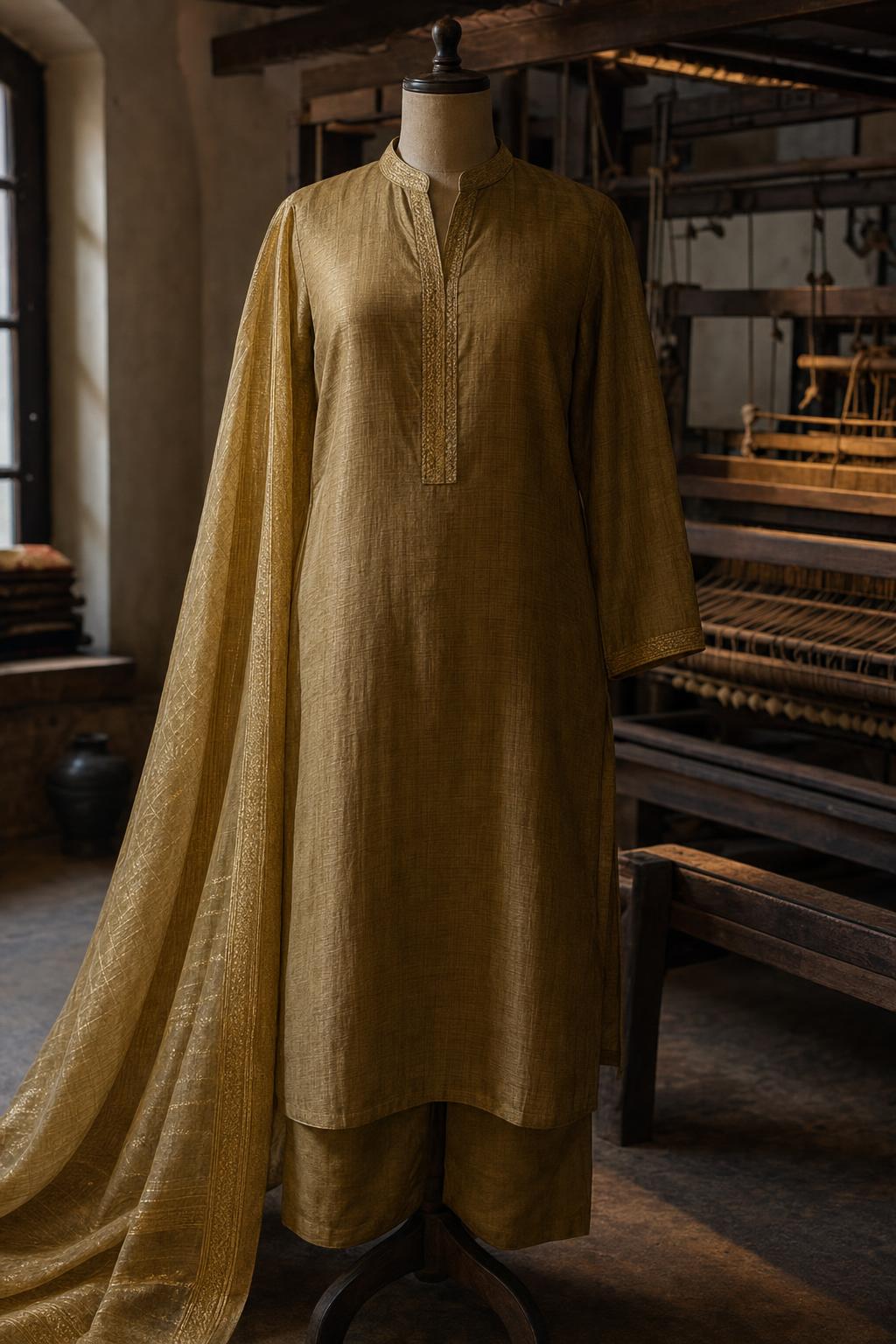The Antique Gold Chanderi Set