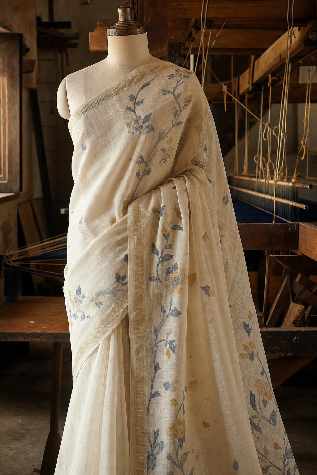 The Ivory Jamdani Saree