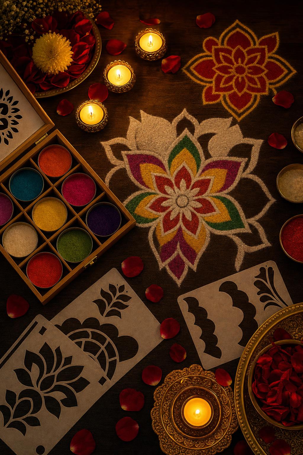 The Rangoli Stencil & Candle Set